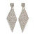 Long Clear Crystal Mesh Chandelier Earrings In Silver Tone - 70mm L