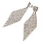 Long Clear Crystal Mesh Chandelier Earrings In Silver Tone - 70mm L - view 4