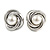 Polished Silver Tone Knot with Faux Pearl Bead Stud Earrings - 17mm D - view 4