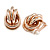 Polished Rose Gold Tone Knot Clip On Earrings - 23mm Long - view 5