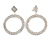 Statement Clear Crystal Hoop Clip On Earrings In Silver Tone Metal - 70mm Long