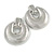 Large Round Textured Clip On Earrings In Silver Tone - 60mm L - view 3