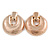 Large Round Textured Clip On Earrings In Rose Gold Tone - 60mm L