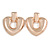 Large Polished Rose Gold Tone Heart Drop Earrings - 60mm Long - view 3