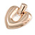 Large Polished Rose Gold Tone Heart Drop Earrings - 60mm Long - view 4