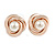 Polished Rose Gold Tone Knot with Faux Pearl Bead Stud Earrings - 17mm D - view 5