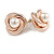 Polished Rose Gold Tone Knot with Faux Pearl Bead Stud Earrings - 17mm D