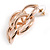 Polished Rose Gold Interlocked Oval Link Drop Earrings - 35mm Long - view 6