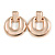 Large Round Polished Drop Earrings In Rose Gold Tone - 60mm L - view 2