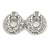 Large Round Hammered Clip On Earrings In Silver Tone Metal - 60mm Long