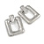 Large Square Hammered Drop Earrings In Silver Tone Metal - 60mm L - view 3