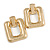 Large Square Hammered Drop Earrings In Gold Tone Metal - 60mm L