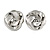 Large Polished Silver Tone Knot Clip On Earrings - 35mm D