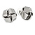 Polished Silver Tone Metal Knot Stud Earrings - 15mm D - view 4