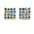 AB Crystal Square Stud Earrings In Silver Tone - 15mm