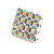 AB Crystal Square Stud Earrings In Silver Tone - 15mm - view 2