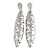 Large Contemporary Hammered Leaf Earrings In Silver Tone Metal - 11.5cm L - view 2