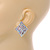 AB Crystal Diamond Clip On Earrings In Silver Tone Metal - 30mm Long - view 3