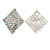 AB Crystal Diamond Clip On Earrings In Silver Tone Metal - 30mm Long - view 5