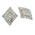 AB Crystal Diamond Clip On Earrings In Silver Tone Metal - 30mm Long - view 6