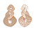 Rose Gold Hammered Triple Oval Link Drop Earrings - 60mm Long - view 3