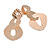 Rose Gold Hammered Triple Oval Link Drop Earrings - 60mm Long - view 4