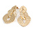 Gold Tone Hammered Triple Oval Link Drop Earrings - 60mm Long