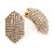 C Shape Clear Crystal Stud Earrings In Gold Tone - 30mm Long - view 6