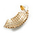 C Shape Clear Crystal Stud Earrings In Gold Tone - 30mm Long - view 5