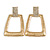 Contemporary Square Textured Crystal Drop Earrings In Gold Tone - 60mm L