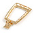 Contemporary Square Textured Crystal Drop Earrings In Gold Tone - 60mm L - view 4