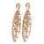 Large Contemporary Hammered Leaf Earrings In Rose Gold Tone Metal - 11.5cm L - view 3