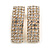C-Shape Clear Crystal Stud Earrings In Gold Tone Metal - 30mm Long - view 4