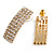 C-Shape Clear Crystal Stud Earrings In Gold Tone Metal - 30mm Long - view 5