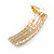 C-Shape Clear Crystal Stud Earrings In Gold Tone Metal - 30mm Long - view 7