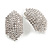 C Shape Clear Crystal Stud Earrings In Silver Tone - 30mm Long - view 3