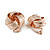 Rose Gold Tone Textured Knot Clip On Earrings - 20mm Diameter - view 4