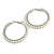 60mm Large White Faux Pearl Hoop Earrings In Silver Tone - view 7