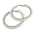 60mm Large White Faux Pearl Hoop Earrings In Silver Tone - view 8