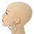 60mm Large White Faux Pearl Hoop Earrings In Silver Tone - view 3