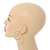 40mm White Faux Pearl Hoop Earrings In Gold Tone Metal - view 3