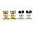 2 Pairs Of Crystal Owl Stud Earrings In Silver/ Gold Tone - 15mm L