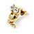 2 Pairs Of Crystal Owl Stud Earrings In Silver/ Gold Tone - 15mm L - view 6