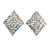 AB Crystal Diamond Stud Earrings In Silver Tone Metal - 30mm Long - view 3