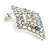 AB Crystal Diamond Stud Earrings In Silver Tone Metal - 30mm Long - view 5