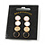 Set of 4 Pairs Button Stud Earrings In Gold Tone White/ Black/ Pink/ Gold - 10mm Diameter - view 4