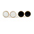 Set of 4 Pairs Button Stud Earrings In Gold Tone White/ Black/ Pink/ Gold - 10mm Diameter - view 6