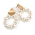 White Faux Pearl Hoop Earrings In Gold Tone - 60mm L - view 3