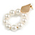 White Faux Pearl Hoop Earrings In Gold Tone - 60mm L - view 4