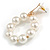 White Faux Pearl Hoop Earrings In Gold Tone - 60mm L - view 5